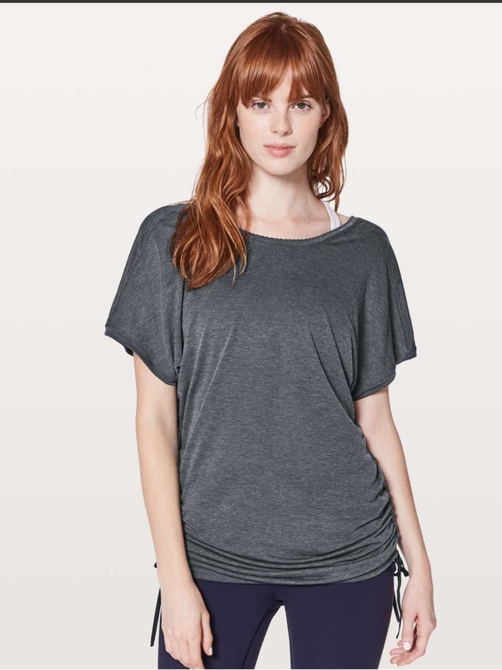 lululemon athletica Heathered Dark Gray Tied-Side Short Sleeve Tee
